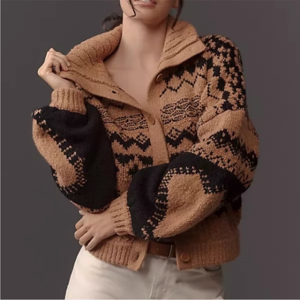 Anthropologie Jacquard Heart Motif Sweater 2X - Picture 4 of 11